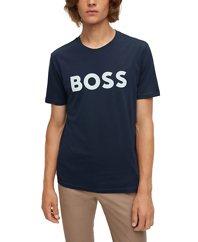Boss by Hugo Men's Rubber-Print Cotton-Jersey T-Shirt