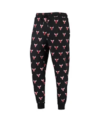 Men's The Wild Collective Black Chicago Bulls Allover Logo Jogger Pants