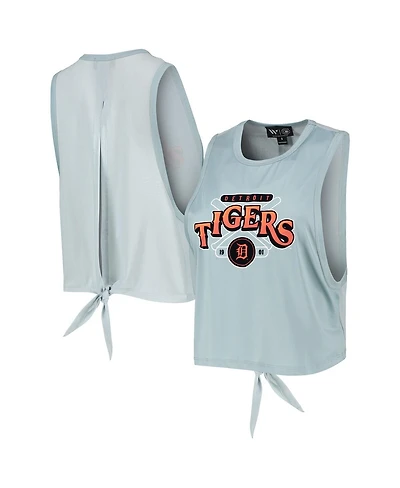 Women's The Wild Collective Light Blue Detroit Tigers Open Back Twist-Tie Tank Top
