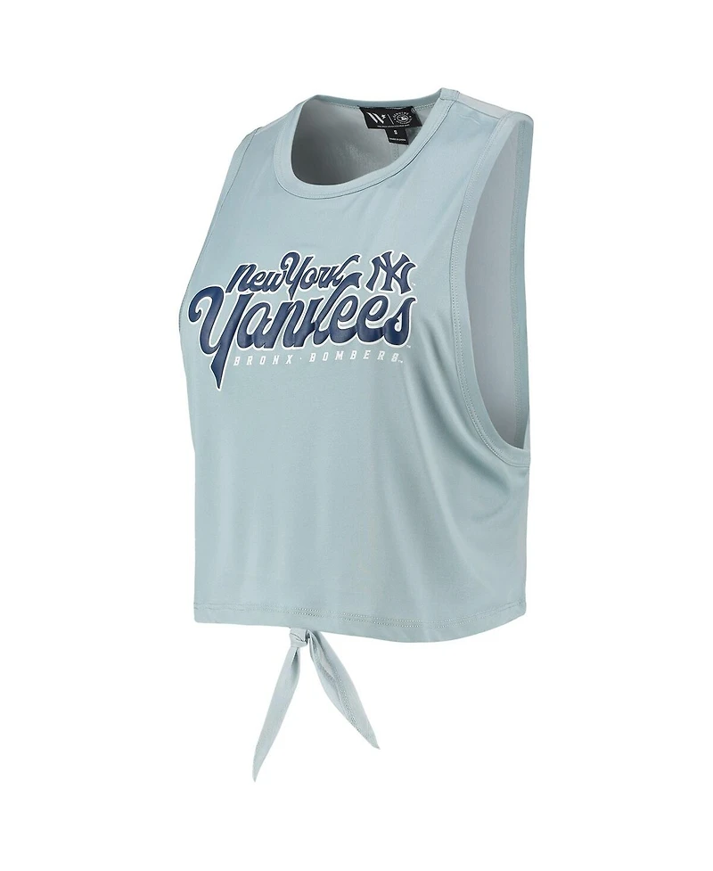 Women's The Wild Collective Light Blue New York Yankees Open Back Twist-Tie Tank Top