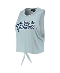 Women's The Wild Collective Light Blue New York Yankees Open Back Twist-Tie Tank Top