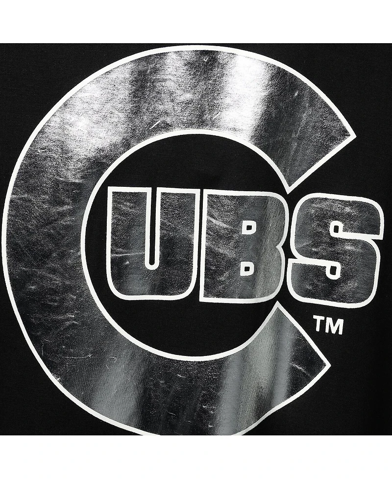 Women's The Wild Collective Black Chicago Cubs Tonal Athleisure Racerback Tank Top