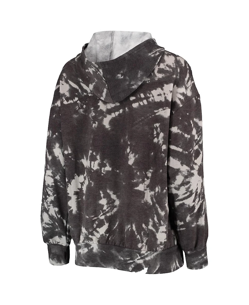 Women's Majestic Threads Black Phoenix Suns Burble Tie-Dye Tri-Blend Pullover Hoodie