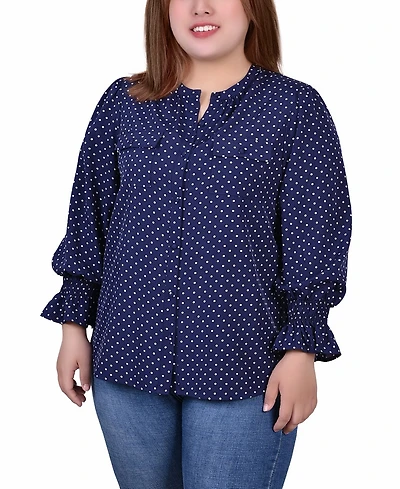 Ny Collection Plus Size Long Sleeve Y Neck Blouse