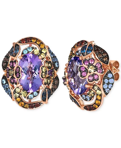 Le Vian Multi-Gemstone Floral Cluster Statement Stud Earrings (7-3/4 ct. t.w.) in 14k Rose Gold