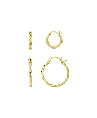 and Now This Duo Crystal Hoop Textured Hoop, Set of 2