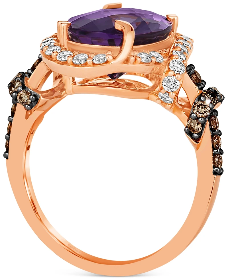 Le Vian Grape Amethyst (4-1/2 ct. t.w.) & Diamond (7/8 ct. t.w.) Halo Ring in 14k Rose Gold