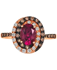 Le Vian Raspberry Rhodolite (1-3/8 ct. t.w.) & Diamond (3/8 ct. t.w.) Halo Ring in 14k Rose Gold