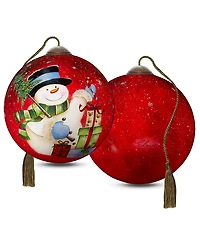 Ne'Qwa Art 7221113 Snowman Celebration Hand-Painted Blown Glass Ornament