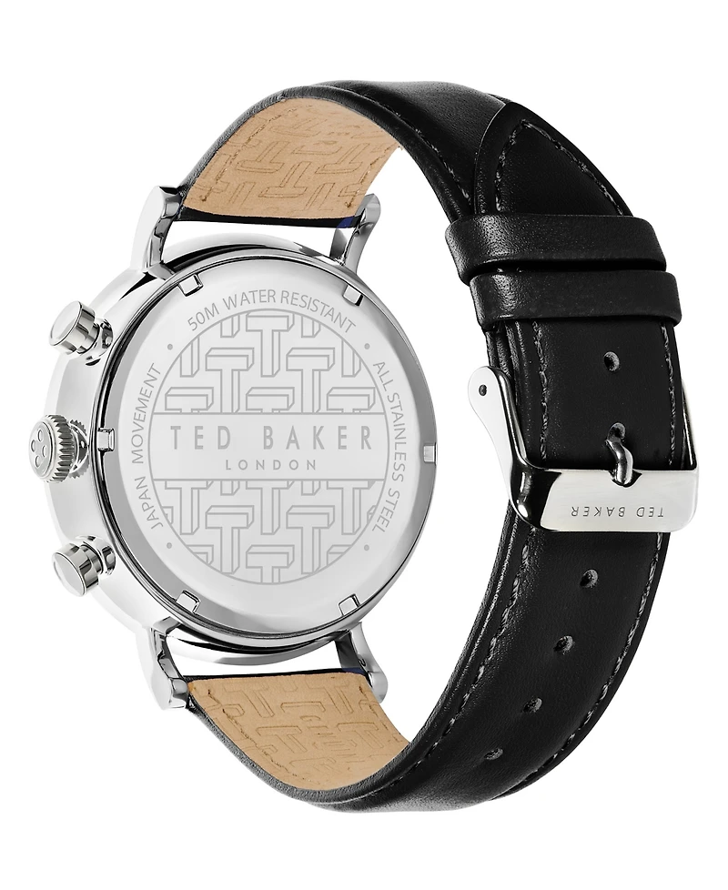 Ted Baker Men's Marteni Chronograph Black Leather Strap Watch 46mm
