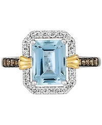 Le Vian Sea Blue Aquamarine (2 ct. t.w.) & Diamond (3/8 ct. t.w.) Ring in 14k Two-Tone Gold