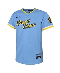 Preschool Boys and Girls Nike Powder Blue Milwaukee Brewers City Connect Replica Team Jersey