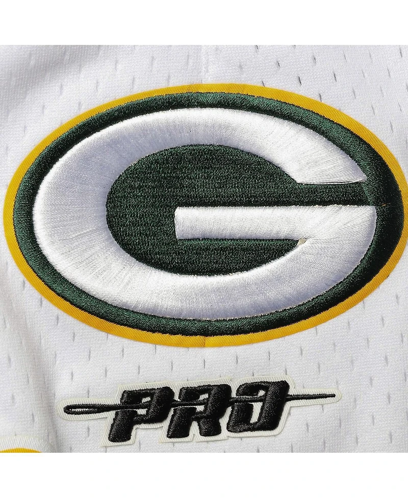 Men's Pro Standard White, Black Green Bay Packers Mesh Shorts