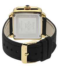 Gevril Women's Bari Enamel Swiss Quartz Italian Black Leather Strap Watch 34mm