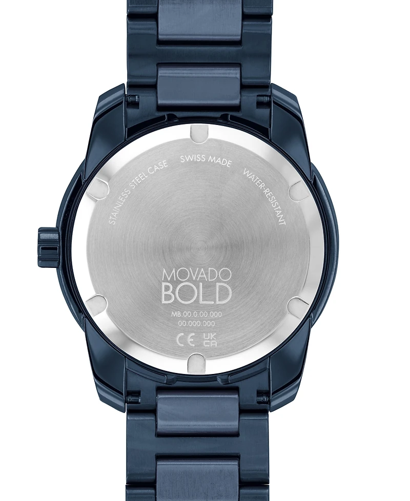 Movado Men's Swiss Bold Verso Blue Ion-Plated Steel Bracelet Watch 42mm
