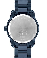 Movado Men's Swiss Bold Verso Blue Ion-Plated Steel Bracelet Watch 42mm