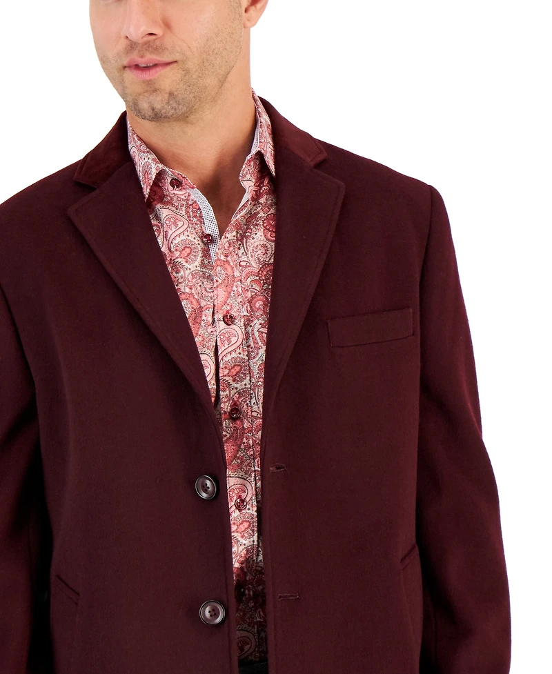 Tallia Men's Wool Blend Solid Overcoat