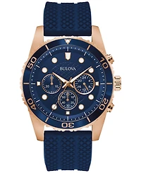 Bulova Men's Chronograph Classic Navy Silicone Strap Watch 43mm