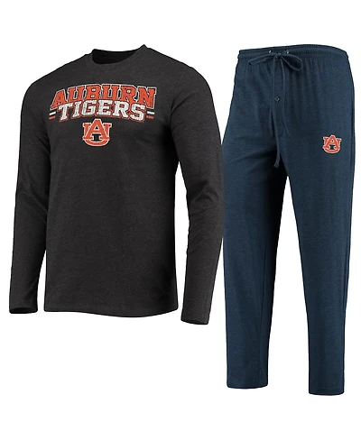 Men's Concepts Sport Navy, Heathered Charcoal Auburn Tigers Meter Long Sleeve T-shirt and Pants Sleep Set