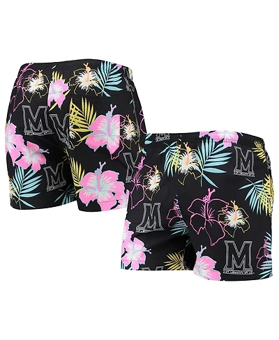 Men's Foco Black Maryland Terrapins Neon Floral Swim Trunks