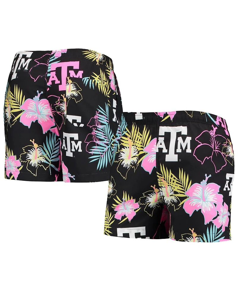 Men's Foco Black Texas A&M Aggies Neon Floral Swim Trunks