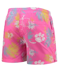 Men's Foco Pink Clemson Tigers Neon Floral Swim Trunks