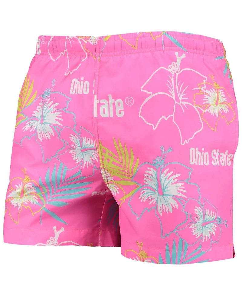 Men's Foco Pink Ohio State Buckeyes Neon Floral Swim Trunks