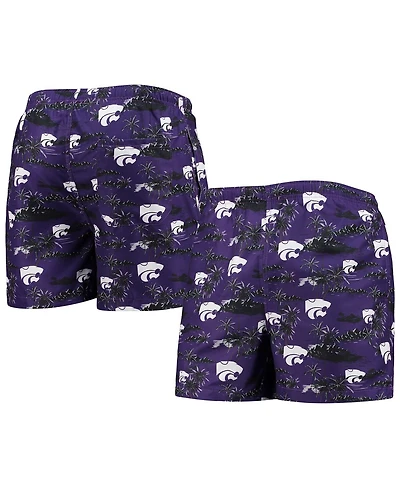 Men's Foco Purple Kansas State Wildcats Island Palm Swim Trunks