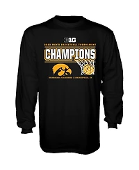 Men's Blue 84 Black Iowa Hawkeyes 2022 Big Ten Men's Basketball Conference Tournament Champions Locker Room Long Sleeve T-shirt