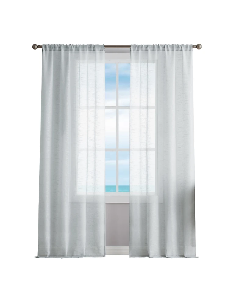 Nautica Erasmus Sheer Rod Pocket Window Curtain Panel Pair, 38" x 84"