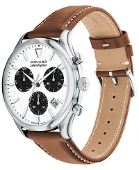 Movado Men's Heritage Cognac Brown Genuine Leather Strap Watch 43mm