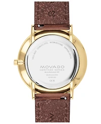 Movado Men's Heritage Tan Genuine Leather Strap Watch 40mm