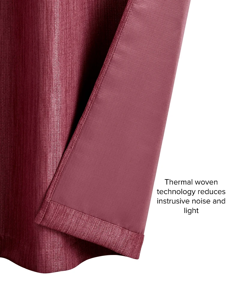 Lucky Brand Solana Thermal Woven Room Darkening Grommet Window Curtain Panel Pair with Tiebacks, 38" x 96"
