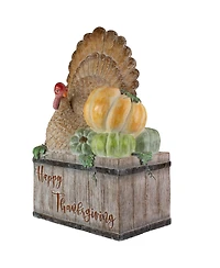 Turkey and Pumpkins 'Happy Thanksgiving Decoration, 20.25"