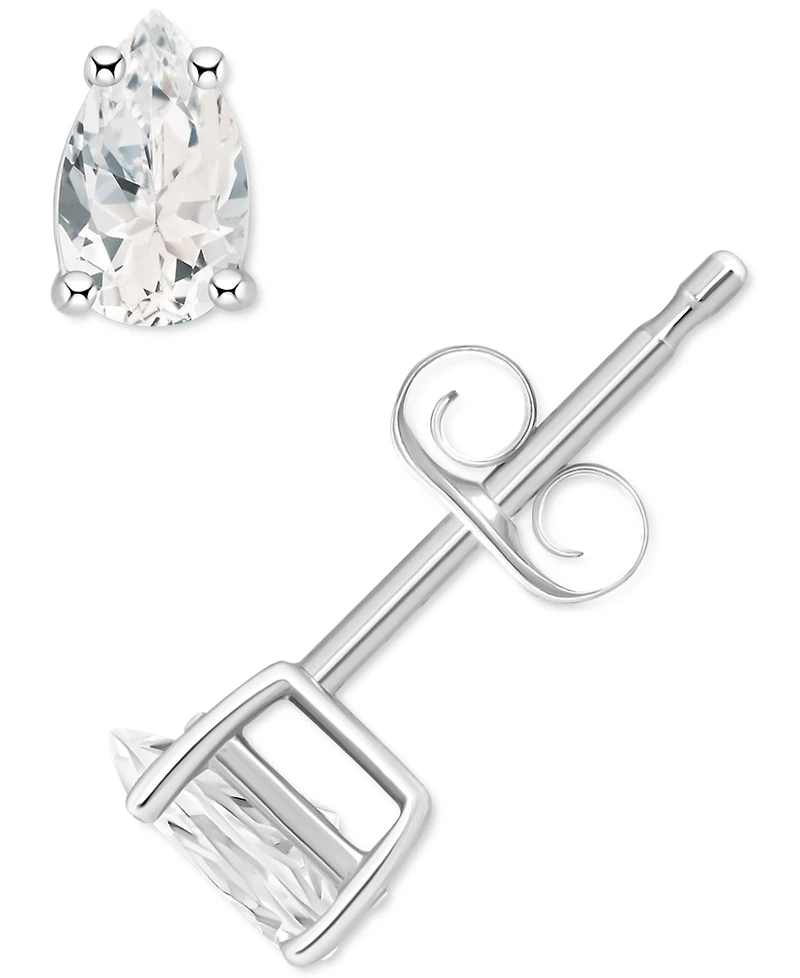 White Topaz Pear Stud Earrings (1/2 ct. t.w.) 14k Gold