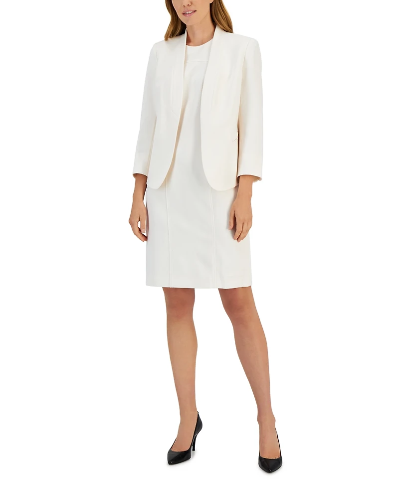 Anne Klein Missy Executive Collection Shawl-Collar Sleeveless Sheath Dress Suit