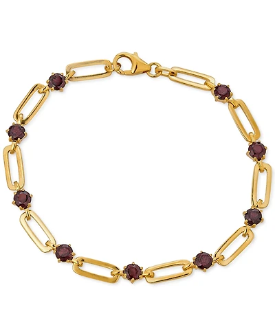 Garnet Paperclip Link Bracelet (4 ct. t.w.) 14k Gold-Plated Sterling Silver (Also Citrine, Amethyst, Peridot, & Sky Blue Topaz)
