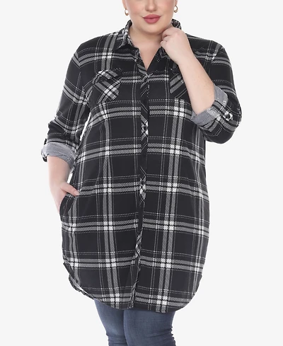 White Mark Plus Plaid Tunic Top