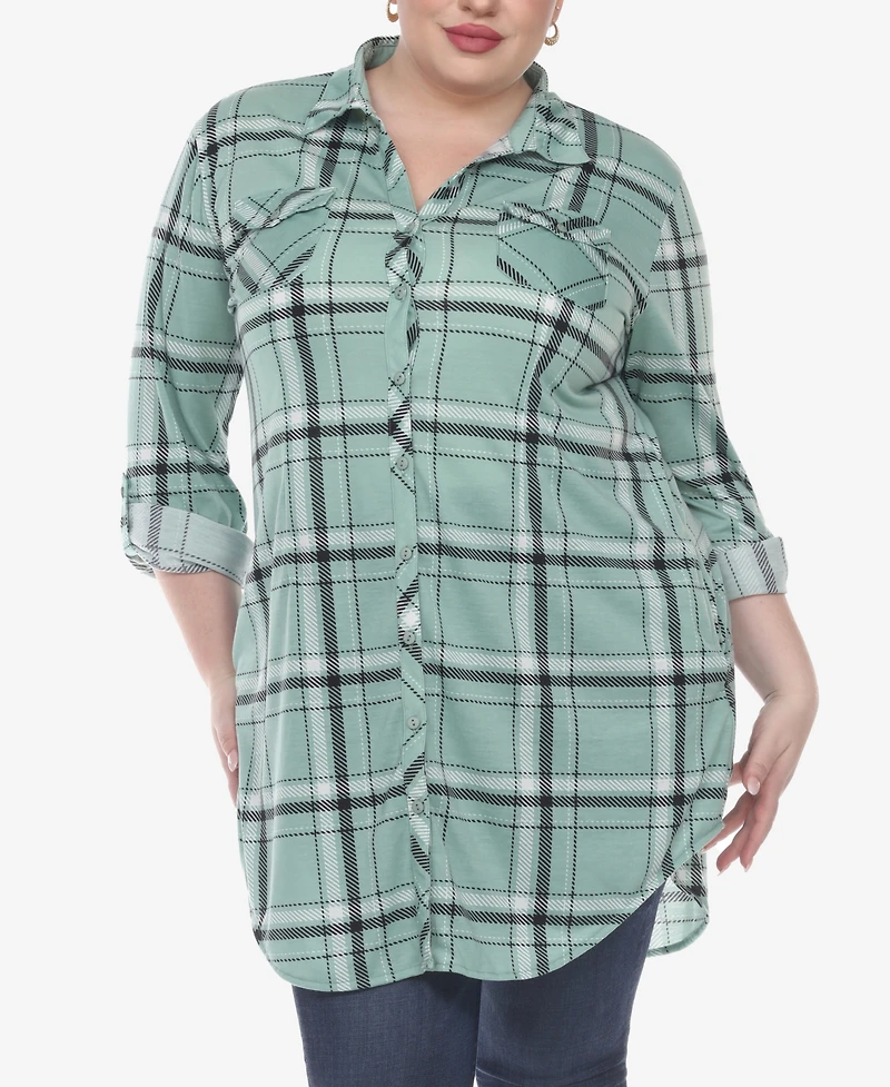 White Mark Plus Plaid Tunic Top