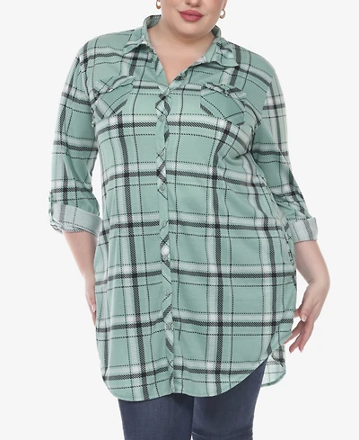 White Mark Plus Plaid Tunic Top