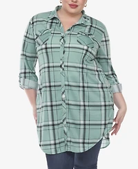 White Mark Plus Plaid Tunic Top