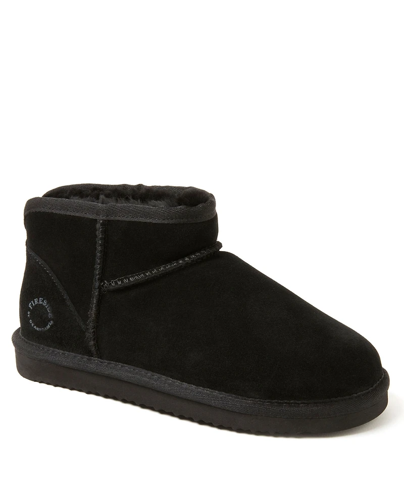 Fireside by Dearfoams Women's Riverland Genuine Shearling Micro Bootie