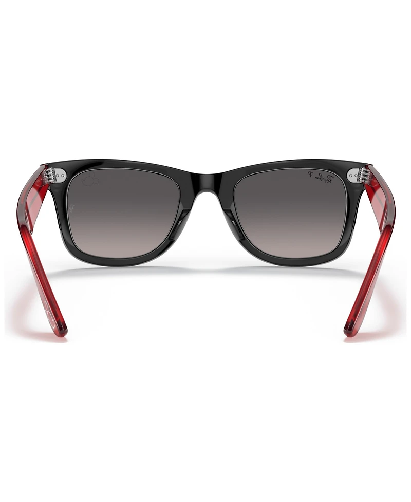 Ray-Ban Disney Unisex Polarized Sunglasses, RB2140 Wayfarer Mickey J22 50
