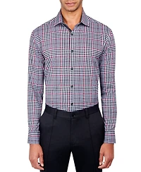 Men's Regular Fit Non-Iron Plaid-Print Performance Stretch Dress Shirt