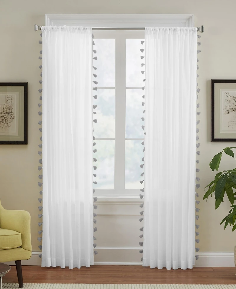 Elrene Home Fashions Bianca Semi-Sheer Window Curtain with Tassels