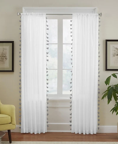 Elrene Home Fashions Bianca Semi-Sheer Window Curtain with Tassels