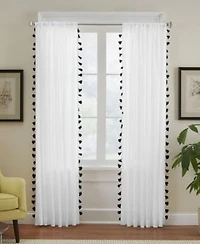Elrene Home Fashions Bianca Semi Sheer Window Curtain With Tassels