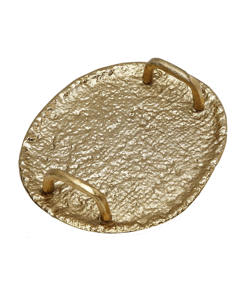 Classic Touch Textured Round Tray with Handles