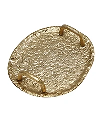 Classic Touch Textured Round Tray with Handles