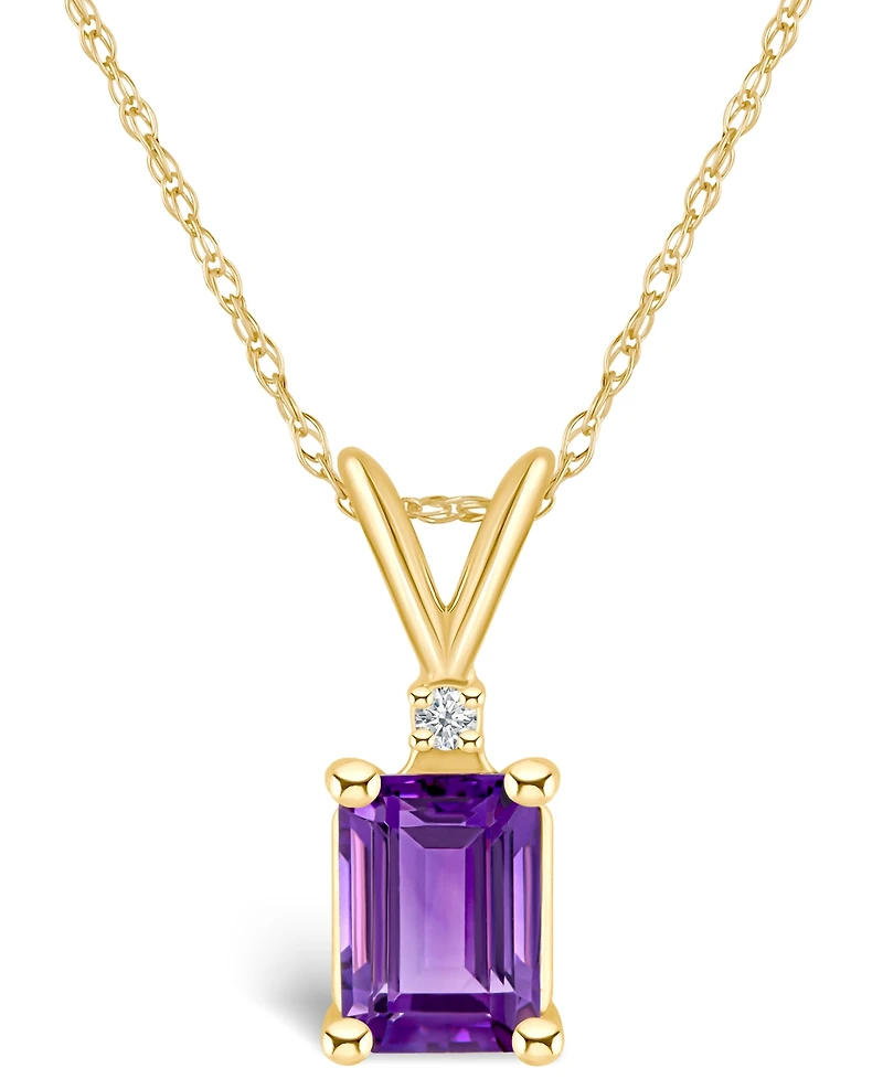 Amethyst (1 ct. t.w.) and Diamond Accent Pendant Necklace in 14K Yellow Gold or 14K White Gold